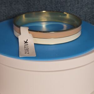 Zoetik Colorblock Enamel Bangle Bracelet Blush Pink Cream Gold Tone